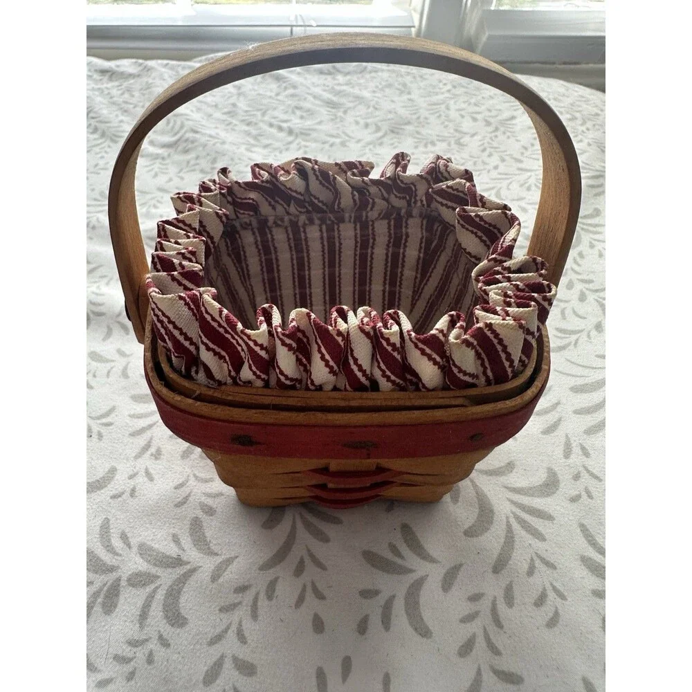 1995 Sweet Sentiments Longaberger Basket With Liner And Plastic Protector